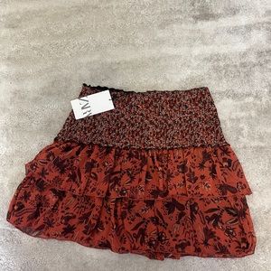 NWT Zara Smocked Printed Mini Skirt